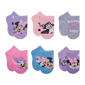 Disney's Minnie Mouse Toddler Girl 6-Pack Happy Vibes Quarter Cut Socks