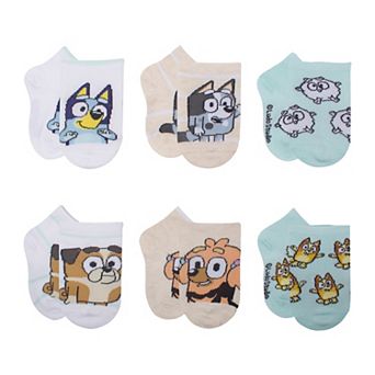 Boys Bluey 6-Pack Dog Party Quarter Cut Socks