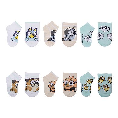 Boys Bluey 6-Pack Dog Party Quarter Cut Socks