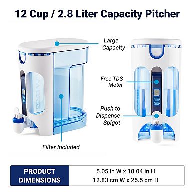 ZeroWater 12 Cup Ready-Read 5-stage Filtration Pitcher