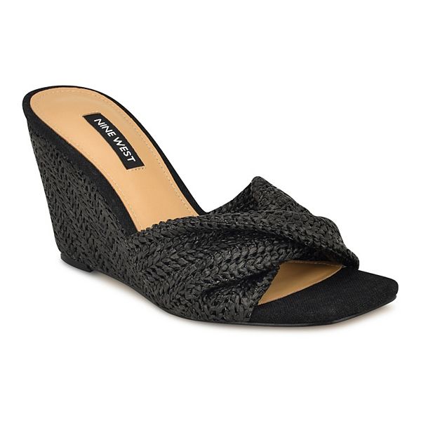 Nine West Nikhil Women's Wedge Dress Sandals - Black (6)