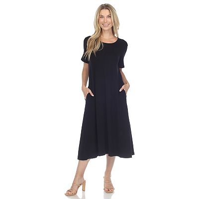 knee length dresses for ladies Semi-Formal Midi Party Dress with Short Sleeves Black / 12