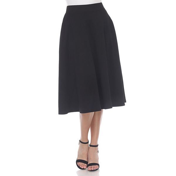 KNIT FLARED MIDI SKIRT