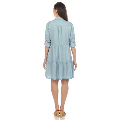 midi tiered shirt dress ERDEM Women's Floral Tiered Midi Shirt Dress Size 6 / 2