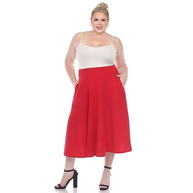 Plus Size Flared Midi Skirt