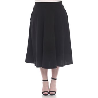 Plus Size Flared Midi Skirt