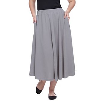 Plus Size Flared Midi Skirt