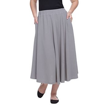 Plus Size Flared Midi Skirt