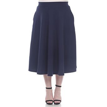 Plus Size Flared Midi Skirt
