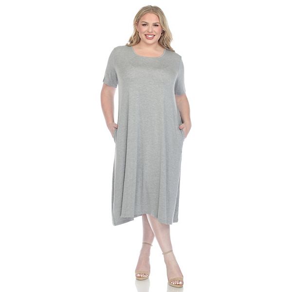 Full Size Printed Puff Short Sleeve Midi Dress Plus Size main image 0
