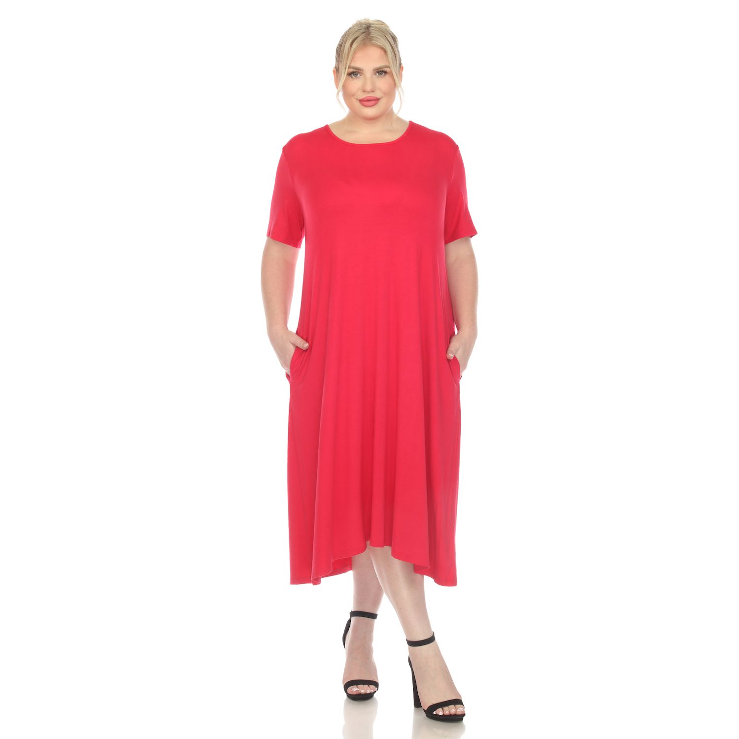 Женские платья Plus Size Short Sleeve Midi Dress