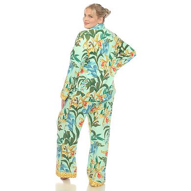 Plus Size Two Piece Wildflower Print Pajama Set