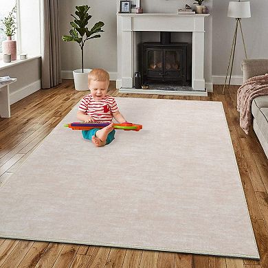Garvee Indoor Modern Solid Area Rug Soft Washable Floor Carpet for Bedroom Living Room
