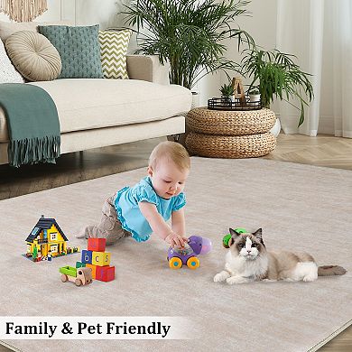 Garvee Indoor Modern Solid Area Rug Soft Washable Floor Carpet for Bedroom Living Room