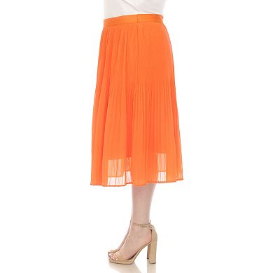Plus Size Pleated Chiffon Midi Skirt