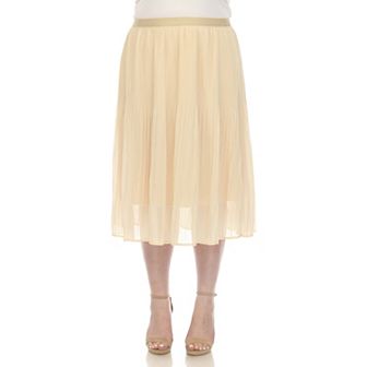 Plus Size Pleated Chiffon Midi Skirt