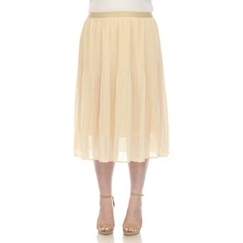 Plus Size Pleated Chiffon Midi Skirt