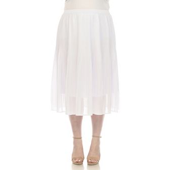 Plus Size Pleated Chiffon Midi Skirt