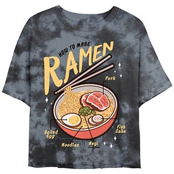 Juniors' How To Make Ramen Crop Top Bombard Wash Graphic Tee