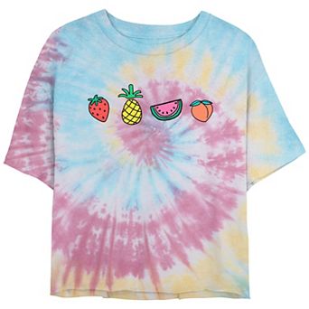 Juniors' The Fruits Crop Top Tie Dye Graphic Tee