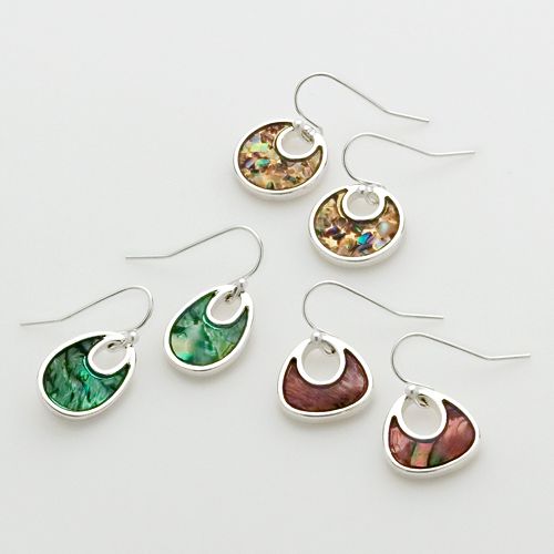 Silver Tone Drop Earring Set