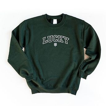 Embroidered Lucky Varsity Clover Sweatshirt