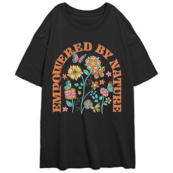 Juniors' Empowered By Nature Oversize Graphic Tee