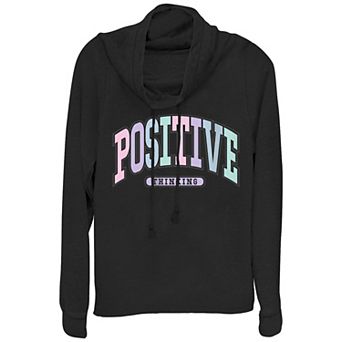 Juniors' Positive Thinking Cowlneck Graphic Lightweight Long Sleeve