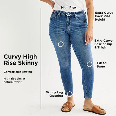Jean Femme Sonoma Mi-Hauteur Curvy Droit Stretch - Taille 2, Neuf Avec Étiquettes