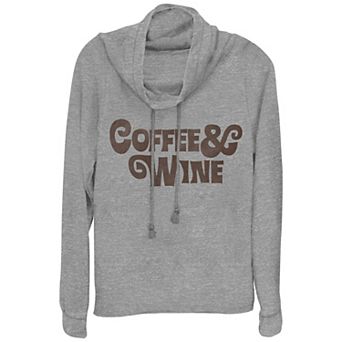 Women's Coffee & Wine Cowlneck Graphic Lightweight Long Sleeve