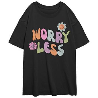 Juniors' Worry Less Oversize Graphic Tee