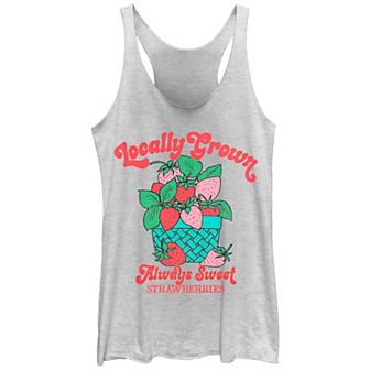 Juniors' Strawberries Locally Grown Tri-Blend Racerback Graphic Tank Top