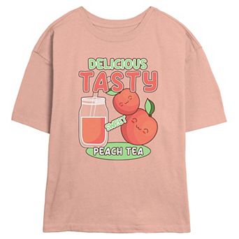 Juniors' Peach Tea Delicious Tasty Skimmer Graphic Tee