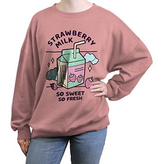 Juniors' Strawberry Milk So Sweet So Fresh Graphic Fleece
