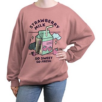 Juniors' Strawberry Milk So Sweet So Fresh Graphic Fleece