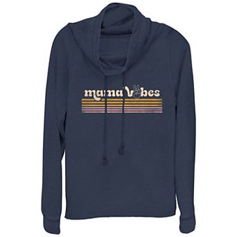 Women's Mama Vibes Cowlneck Graphic Lightweight Long Sleeve