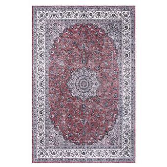 Garvee Washable Floral Medallion Area Rug Soft Oriental Vintage Throw Carpet