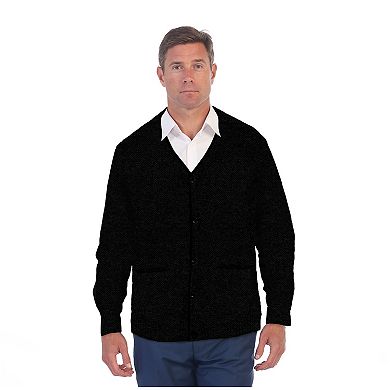 Gioberti Men's Knitted V-neck Button Down Cardigan Sweater With Flannel Lining And Pockets