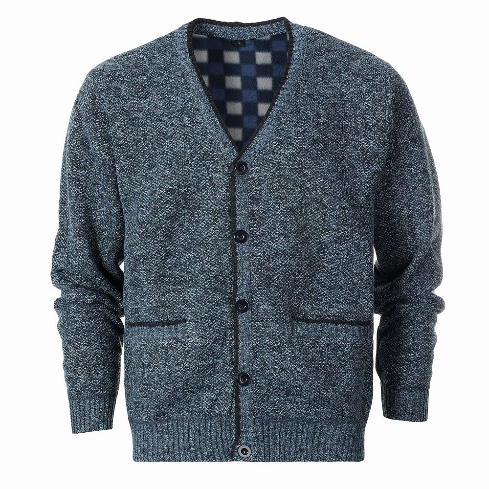 Gioberti Men's Knitted V-neck Button Down Cardigan Sweater With Flannel ...