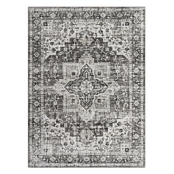 Garvee Vintage Floral Print Area Rug Retro Accent Throw Carpet for Bedroom Living Room