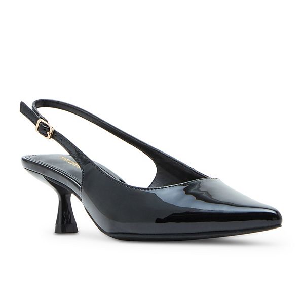 madden girl Valerie Women's Sling Back Heels - Black Patent (10)