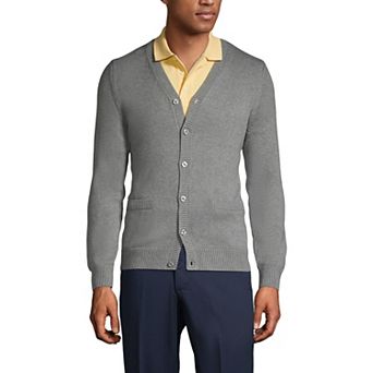 Men's Lands' End School Uniform Button Front V-Neck Cardigan Sweater