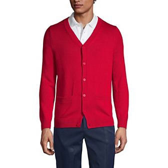 Men's Lands' End School Uniform Button Front V-Neck Cardigan Sweater