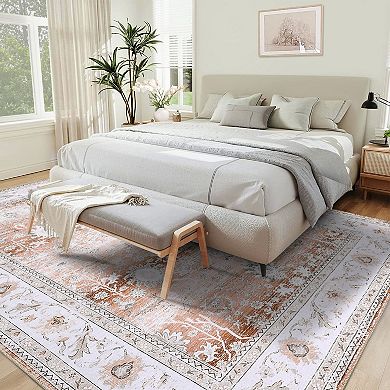 Garvee Transitional Floral Area & Oriental Washable Floor Carpet for Home Decor