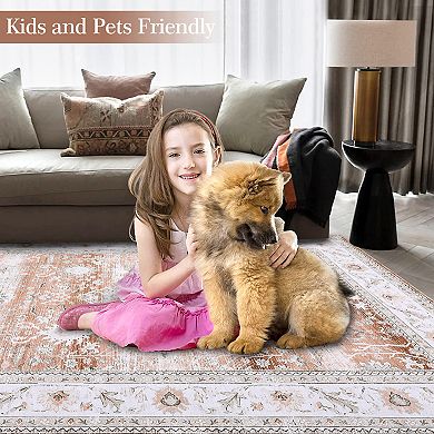 Garvee Transitional Floral Area & Oriental Washable Floor Carpet for Home Decor