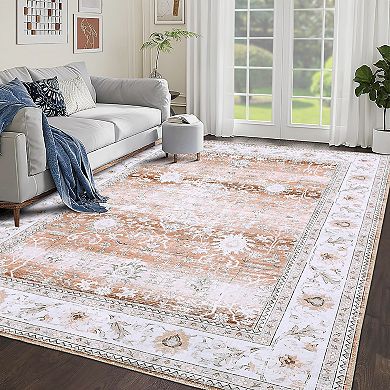 Garvee Transitional Floral Area & Oriental Washable Floor Carpet for Home Decor
