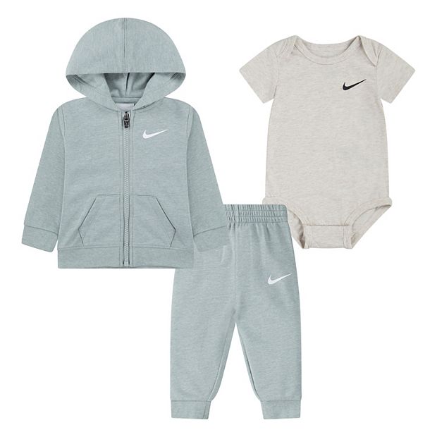 Baby Nike Bodysuit Full zip Hoodie And Sweatpants 3 Piece Set