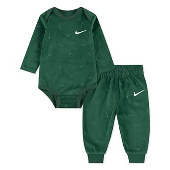 Newborn Baby Nike Velour Long Sleeve Bodysuit and Sweatpants 2 pc Set