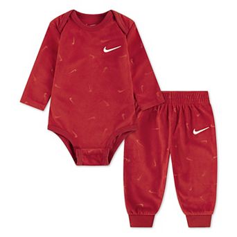 Newborn Baby Nike Velour Long Sleeve Bodysuit and Sweatpants 2 pc Set