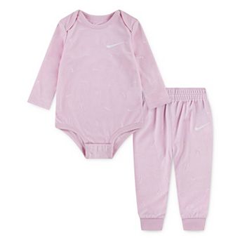 Newborn Baby Nike Velour Long Sleeve Bodysuit and Sweatpants 2 pc Set